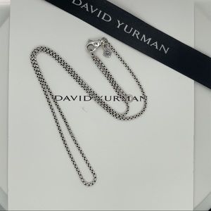 David Yurman Silver 925 Box Chain 1.7 mm Wide 21 - 22 Inch Adjustable Necklace
